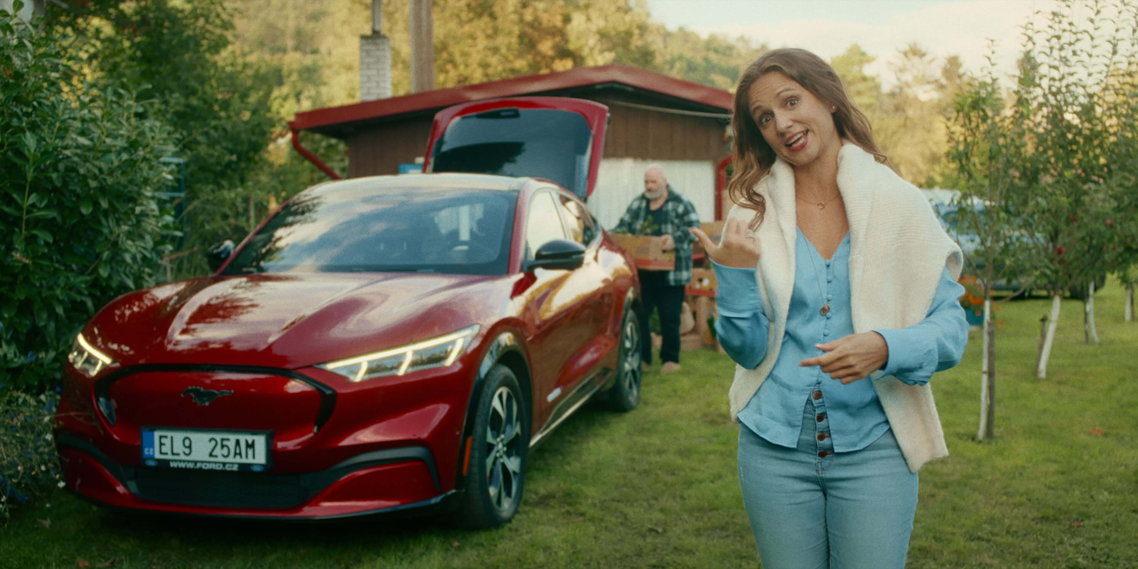 Ford Mustang Mach-E Just a Trend commercial still — To Určitě Ano trilogy directed by Martin Marko for Ford Czech Republic, covered by Autoweb.cz, AutoSalon.tv, and Seznam.cz