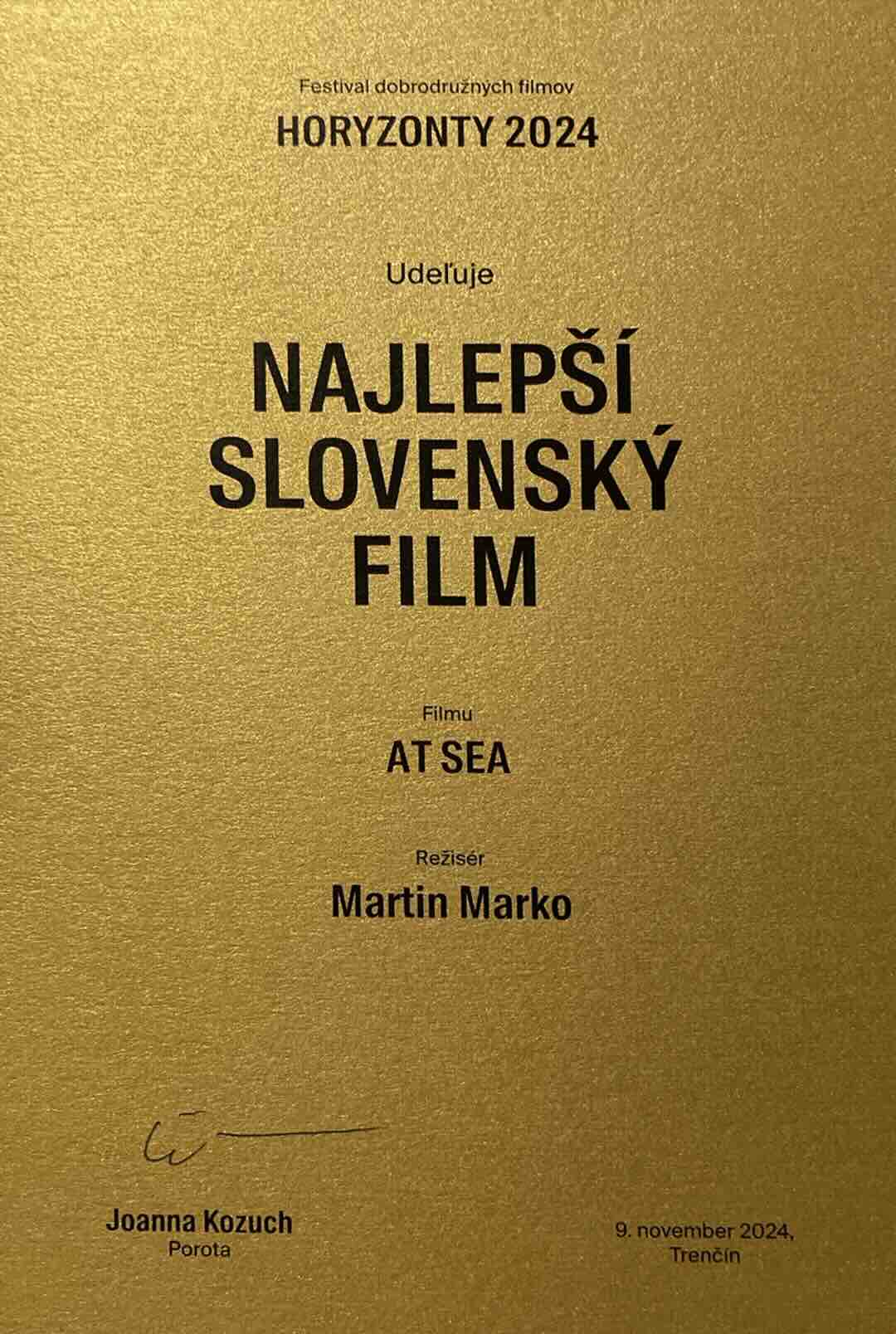 Horyzonty, Best Slovak Film Certificate